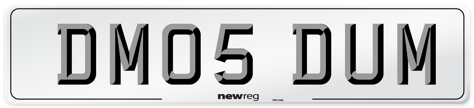 DM05 DUM Number Plate from New Reg